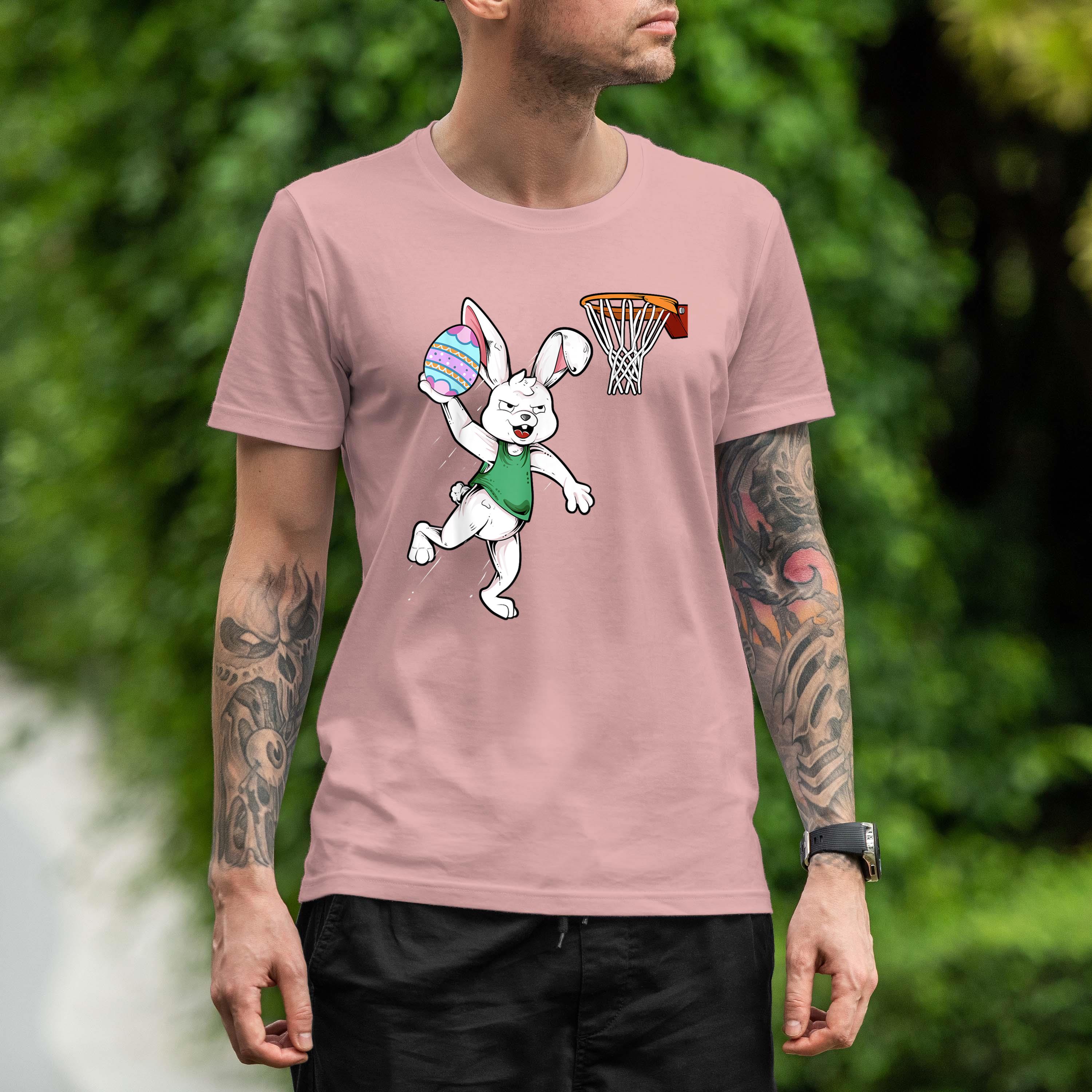 Easter Bunny Kids Boys Men Rabbit Dunking Basketball Shirt 